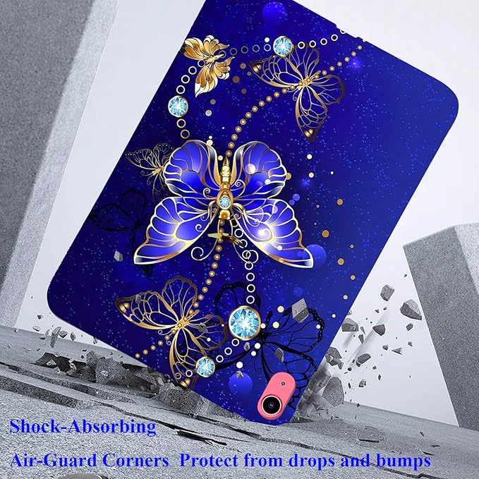 for Apple iPad A16 11th Generation Case 11 inch 2025 & iPad 10th Generation Case 10.9 inch 2022 Lightweight Soft TPU Back Shockproof Cover Silicone Bumper Shell, Blue Butterfly Jewelery