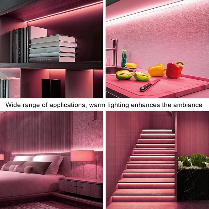 ZSLAIFU COB LED Strip Lights Pink 3.28ft, 5V Dimmable LED Light Strip, Flexible USB Light Strip for Cabinet, TV Backlighting, Bedroom, Kitchen, Home DIY Lighting