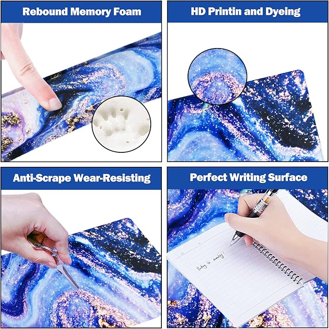 ARTSO Large Gaming Mouse Pad, Keyboard Wrist Rest Pad & Wrist Support Mousepad Set, Stitched Edge, Extended, Non-Slip Base, Memory Foam,Multifunctional Desk Mat 4pcs for Office & Home, Purple Marble