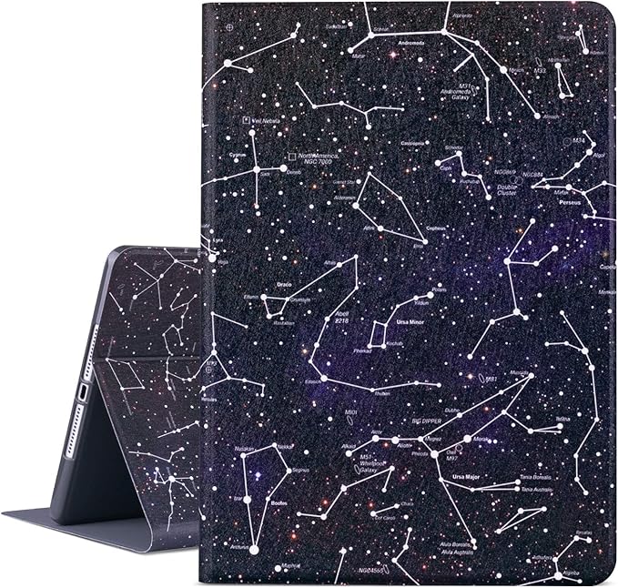 Vimorco IPad 9.7 2018/2017 Case, iPad Air 2, iPad Air Case, Soft TPU Back Cover, Bump Drop Resistance Folio Leather Case, Adjustable Stand Auto Wake/Sleep Smart Case (Constellation)