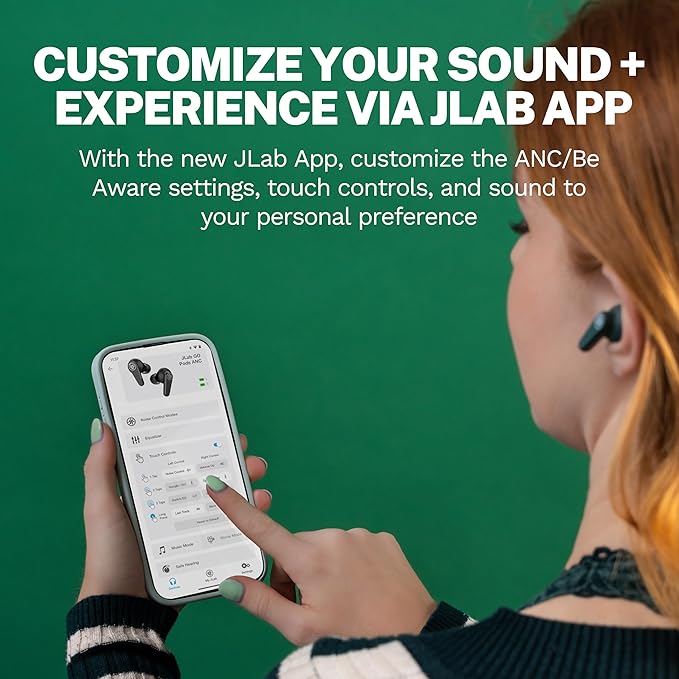 JLab, Go Pods ANC, True Wireless Earbuds, Active Noise Cancelling, Bluetooth, Sage