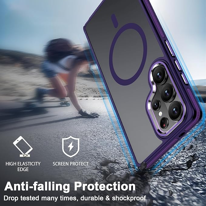 MALEWOLF Case for Samsung Galaxy S26 Ultra, Translucent Matte Cover Compatible with Magsafe, Military Grade Drop Resistant, Color Hybrid Non-Slip Phone Case for Galaxy S26 Ultra (Dark Purple)