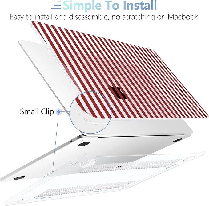 MEEgoodo Case for M5/M4/M3/M2 MacBook Air 15 inch Case 2026 2025 2024 2023, Laptop Shell Fit Model (A3448/A3241/A3114/A2941) for MacBook Air 15.3-inch, Red Stripes