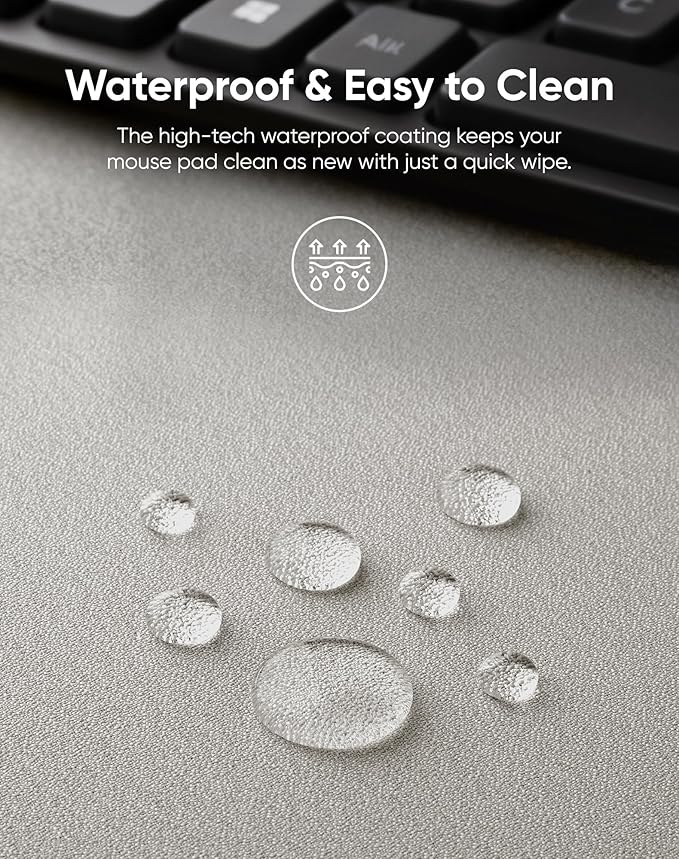 Reniteco Waterproof Large Gaming Mouse Pad with Durable Stitched Edges, Non-Slip Rubber Base, Grainy Jacquard Mouse Mat Desk Pad for Home Office Gaming, 35.4''x15.7''x0.12'', Matte Beige