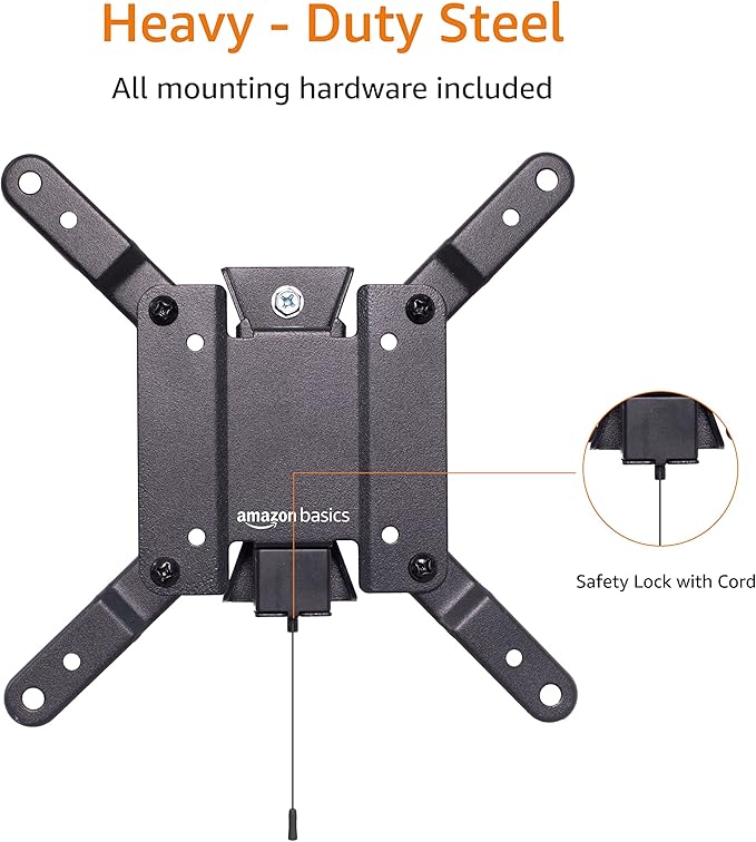 Amazon Basics Tilting TV Wall Mount for Wood Studs, Fits 12-40 inch TVs up to 40 lbs, VESA 200x200, Black