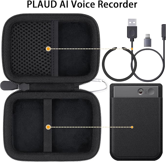 Hard Carrying Travel Case for PLAUD Note/Note Pro AI Voice Recorder,Compatible with PLAUD Digital Recorder and Magnetic Protective Case(Black)