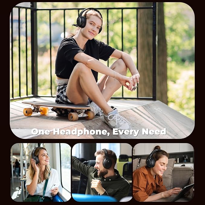 Hybrid Active Noise Cancelling Headphones, Wireless Bluetooth 5.4 Over Ear Headphones & Fast Charging, Hi-Res Audio, Deep Bass, Transparency Mode, 70h Playtime, Comfort for Travel/Office/Home