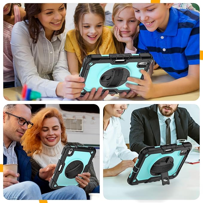 Timecity Case for iPad mini 7th/6th Generation 8.3-inch, for iPad mini 7/6 with Screen Protector, 360 Rotating Stand Handle/Shoulder Strap for iPad mini 7 (A17 Pro) 8.3'' Case - Light Blue