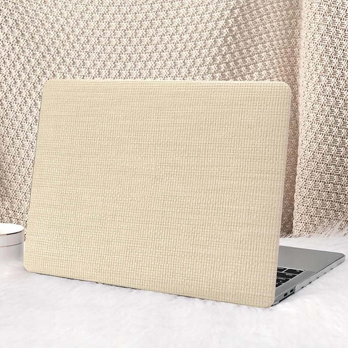 Seorsok Compatible with MacBook Pro 13 inch Case M2 2023,2022,2021-2016 A2338 M1 A2251 A2289 A2159 A1989 A1708 A1706,Elegant Leather Plastic Hard Shell Case with Keyboard Cover,Khaki No Logo Cutout