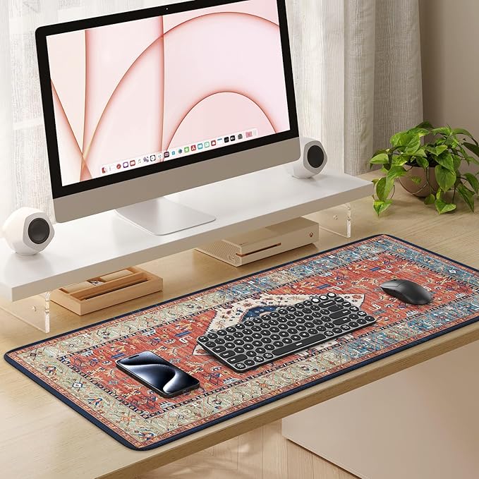 iLeadon Rug Mouse Pad, Large Computer Desk Cover Mat with Smooth Lycra Surface, Desk matt for Desktop, Mousepad with Non-Slip Base, Keyboard Mats for Women Office, Home