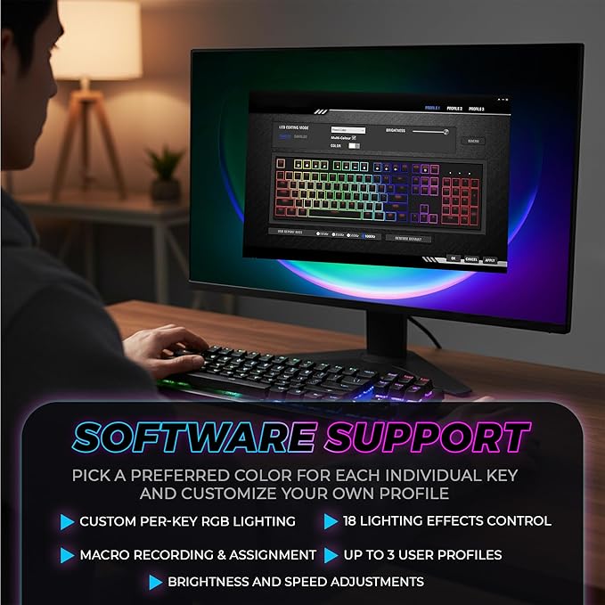 TECWARE Phantom 87 Key RGB Mechanical Gaming Keyboard | Outemu Blue Switch | 16.8M Color LED Lighting | 18 Pre-Set | Low Latency | N-Key Rollover | Software Customizable Keys | Wired USB Connection