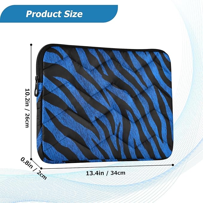 Laptop Case Sleeve, Blue Tiger Print Black Animal Shockproof Protective Computer Carrying Cover, Briefcase Handbags 13-13.3inch Laptop Sleeve Bag