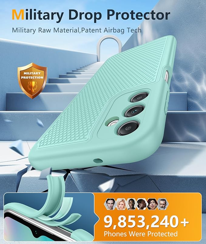 FNTCASE for Samsung Galaxy A14 5G Case: Dual Layer Protective Heavy Duty Cell Phone Cover Shockproof Rugged with Non Slip Textured Back - Military Protection Bumper Tough - 2023, 6.6inch (Mint Green)
