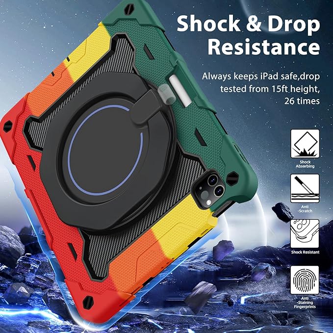 ROISKIN for iPad Air 11 inch M4/M3/M2 Case, iPad Pro 11 inch 4th/3rd/2nd/1st Generation,iPad Air 5th/4th 10.9 inch Case,Heavy Duty Shockproof with 360 Stand Handle Shoulder Strap Pen Holder for Kids
