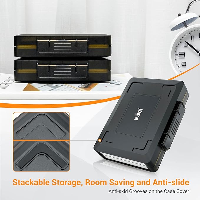 Hard Drive Case 3.5 inch External Hard Drive Portable Carrying Case, Water-Resistant and Shockproof HDD SSD Storage Case Bag with Stackable Design