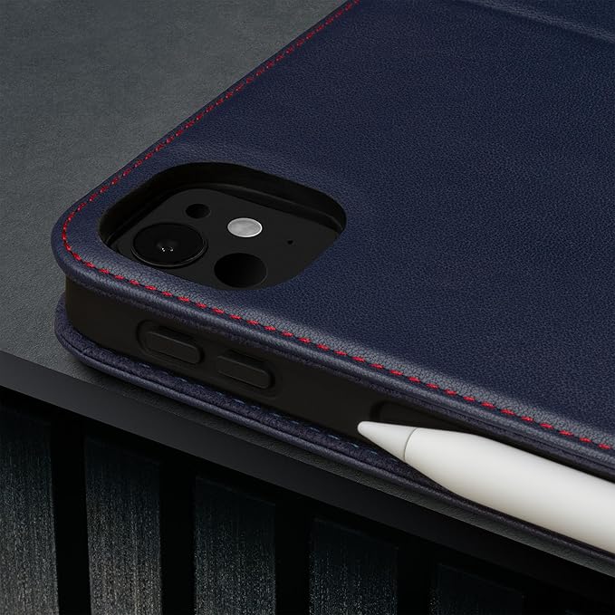 TORRO Case Compatible with iPad Pro 11” M5 / M4 (2025/2024) – Premium Leather iPad Pro 11” 2025/2024 Case with Stand Function, Apple Pencil Connectivity and Wake/Sleep Function (Navy Blue)