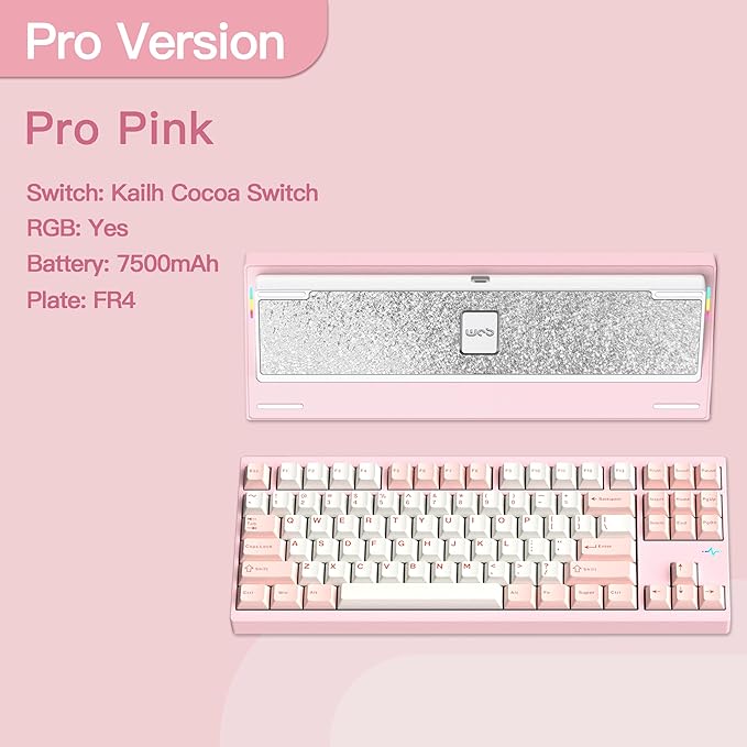 KEEBMONKEY WOBKEY Crush 80 Reboot CNC Aluminum 5-Second Quick-Release Triple-Mode Connectivity Mechanical Keyboard with Superior Acoustics (Pro Pink)