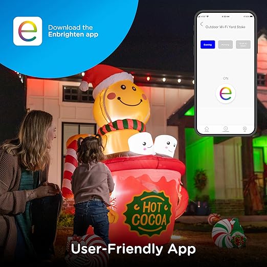 Enbrighten Vibe Wi‑Fi Matter Smart Plug Yard Stake, 2.4GHz, No Hub Required, Compatible with Alexa and Google Assistant, Six Grounded Plug‑in Outlets for Outdoor Use, 81200-S1