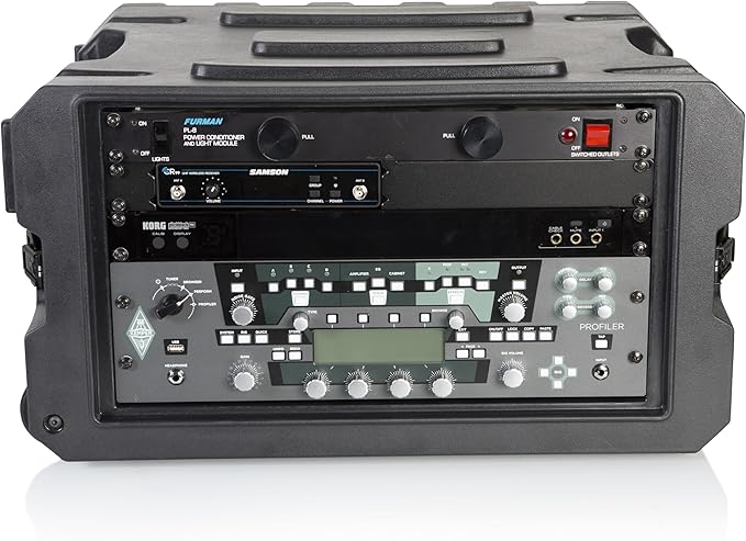 Gator Cases Pro Series 6U Rolling Rack Case with 19" Depth, Tow Handle & Recessed Wheels, Roto Molded Made in USA (G-PROR-6U-19)