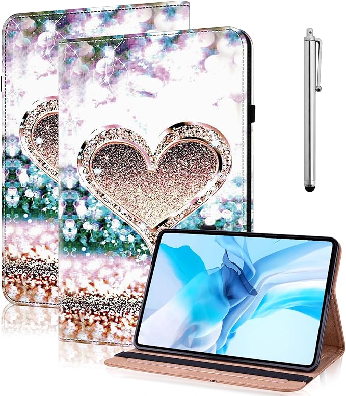 Case for iPad 9th/8th/7th Generation 10.2 Inch (2021/2020/2019), iPad Air 3 2019/ Pro 10.5 2017 Case with Auto Wake/Sleep & Elastic Band, Multi-Angle Viewing Stand Cover - Diamond Peach