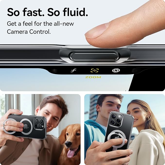 CASEKOO Ultra Magnetic Stand for iPhone 16 Pro Case Clear [Compatible with MagSafe] [16FT Military-Grade Protection] Transparent Slim Phone Ring 16 Pro Phone Cover 6.3 inch, Clear