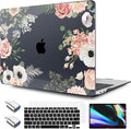 TWOLSKOO for MacBook Air 13.3 inch Case 2021 2020 2019 2018 Release M1 A2337 A2179 A1932 with Touch ID, Plastic Hard Shell Case & Keyboard Cover & Type C Adapter, Rose Flower