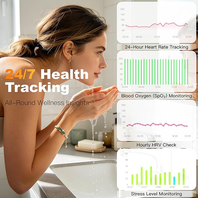 Smart Bracelet for Women, Stylish Jewelry Fitness Tracker with Heart Rate & Sleep Monitor, Waterproof Activity Tracker Watch with App for iOS & Android