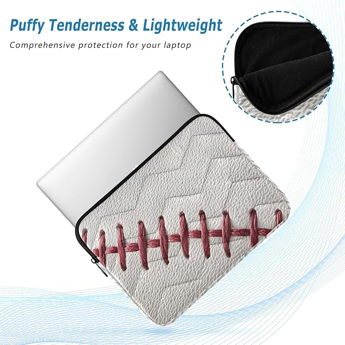Baseball Laptop Case Sleeve, Baseball Texture Retro Red White Shockproof Protective Computer Carrying Cover, Briefcase Handbags 15-16inch Laptop Sleeve Bag
