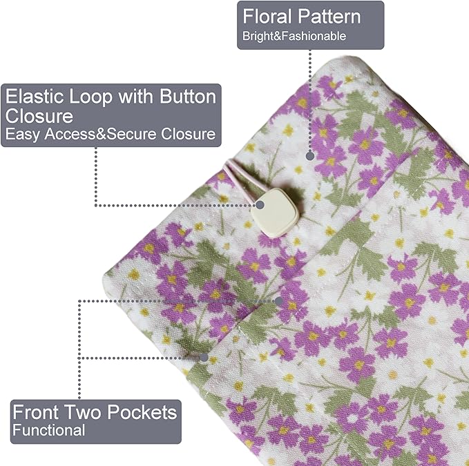 Padded eReader Sleeve Tablet Bag Pouch for Paperwhite, Colorsoft,Signature Edition, Voyage,Scribe/Kobo eReader,Floral Book Protector for Paperbacks and Small Hardcovers(Purple, Medium)