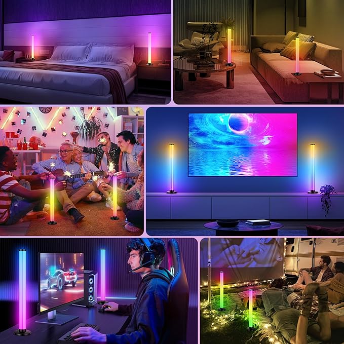 RGB Light Bars 360° Full-Screen Lighting, 2x16.5 Inch Smart RGB IC LED Light Bars for Room, Music Sync TV Lights Bar with Remote, App Control, USB Powered for PC Monitor Backlight Bedroom Gaming Desk