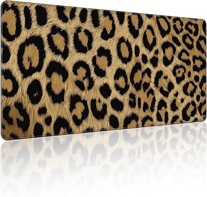 35.4 x 15.7 in, XXL Large Mouse Pad for Desk, Extended Keyboard Mouse Mat for Computer Office, Big Mouse pad with Stitched Edges, Gaming Pc-Leopard Print Classic