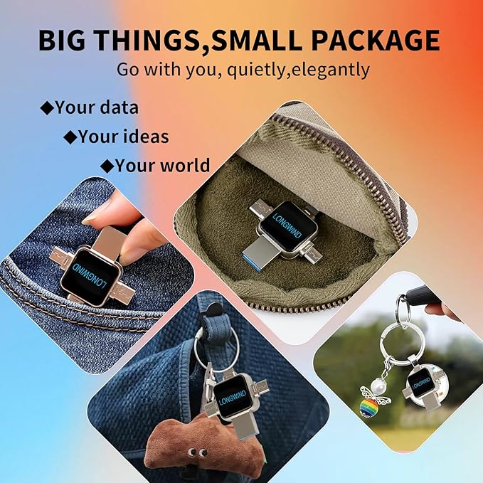 Photo Stick Flash Drive,LONGWIND 512GB USB 3.0 High Speed Thumb Drive,USB Memory Stick Portabl External Easy Backup Photo Storage for Phone/Android/PC/Laptop/Tablet (Silver)