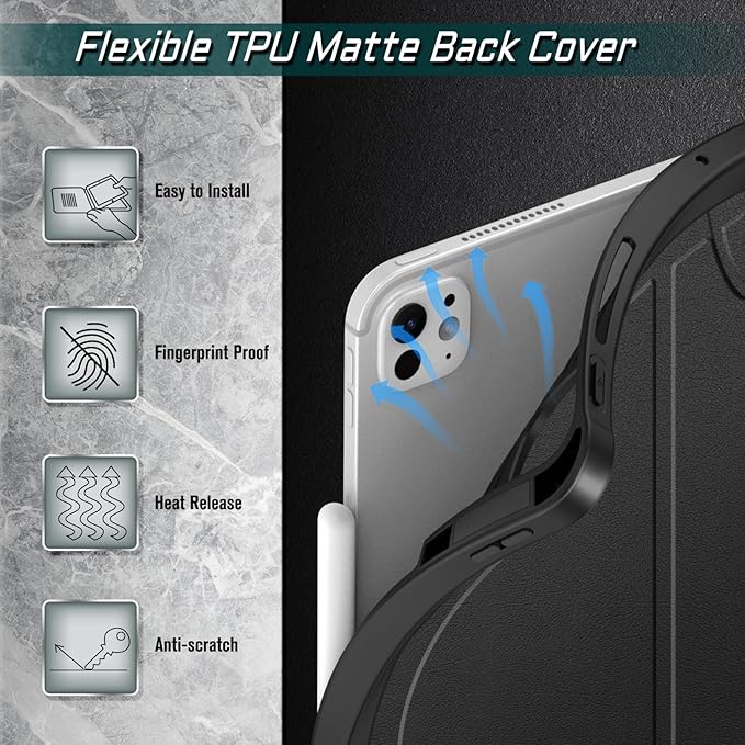 Fintie Magnetic Stand Case for iPad Pro 13-inch (M5) 2025 / (M4) 2024 - Multiple Angles Shockproof Rugged Soft TPU Cover with Pencil Holder, Auto Sleep/Wake, Black
