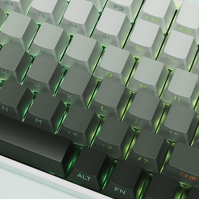 SDYZ XVX Shine Through Gradient Seaweed Green Keycaps - 136 Keys, Side Print, Double Shot PBT, OEM Profile for Cherry Gateron MX Switches