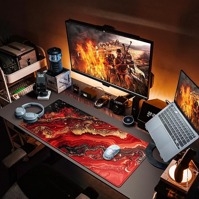 Canjoy Gaming Mouse Pad, 31.5x15.7inch Large Extended Mousepad Big Computer Desk Mat for Keyboard and Mouse Full Desk Mouse Mat with Non-Slip & Rubber Base