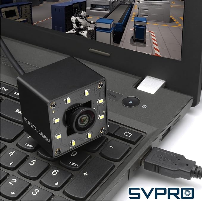 SVPRO 12MP USB Camera with Light, 4K Webcam 30fps / 1080P 120fps High Speed, IMX577 Sensor Low Light, USB Plug and Play for Lightburn, PC/Laptop, Comptible with Windows/MacOS/Linux/Android