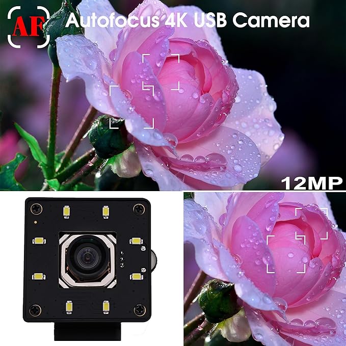 SVPRO 12MP USB Camera with Light, 4K 30fps/1080P 120fps High Speed Lightburn Camera, IMX577 Low Light USB External Computer Webcam with Wide Angle for PC Laptop,Linux,Windows,Android,MacOS