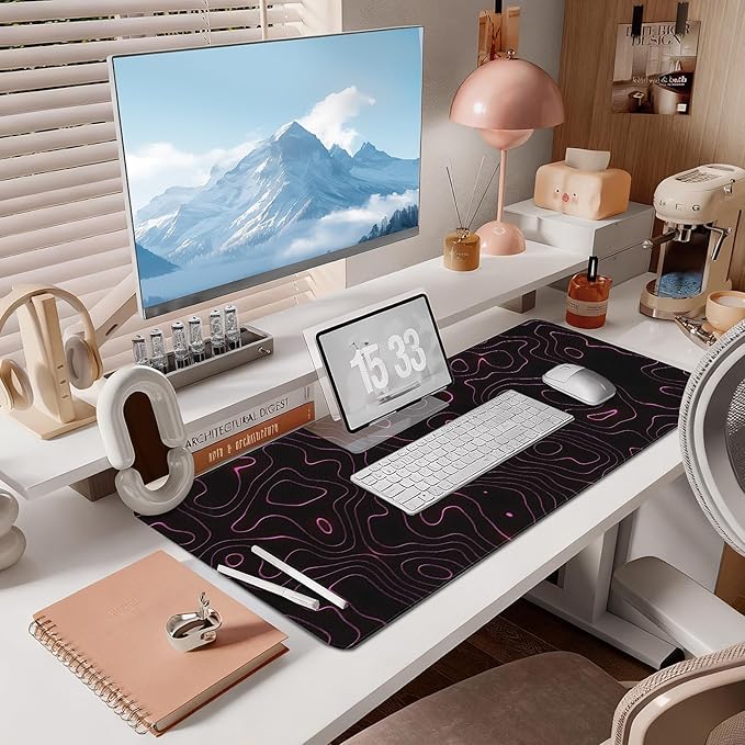 Gaming Mouse Pad - (31.5"×11.8") Contour Lines Large Mouse Pads for Desk - Desk Mat for Keyboard and Mouse with Non-Slip Base, Desks Pad Matfor Game/Office & Home