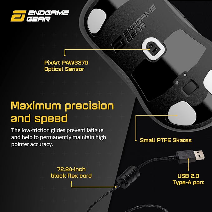 ENDGAME GEAR XM1r Gaming Mouse, Programmable Mouse with 5 Buttons and 19,000 DPI, Black
