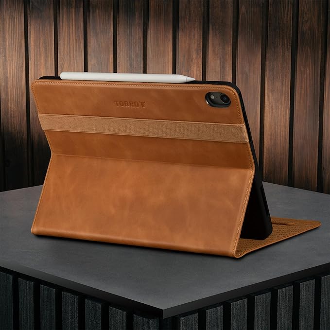 TORRO Case Compatible with iPad Air 11" M4 (2026), M3 (2025) & M2 (2024) and iPad Air 5th / 4th Gen - Leather Folio Cover, Stand, Apple Pencil Charging, Auto Wake/Sleep (Tan)