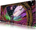 Strange Planet Desk Mat Space Scene Large Gaming Mouse Pad Extended Anime Vibrant Colors Desk Pad Futuristic Spaceship Mousepad XL Cosmic Adventure Skeleton Keyboard Mouse Mat 31.5"x11.8"