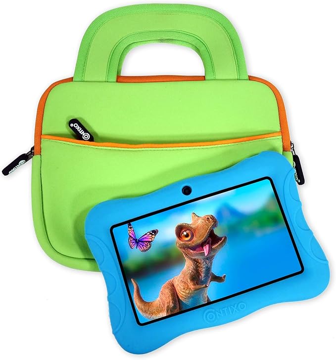 Contixo 10" Tablet Sleeve Bag - Compatible with Contixo K102 & K103 10-Inch Kids Tablets, Shockproof & Water-Resistant Protective Carrying Case with Accessory Pocket (Green)
