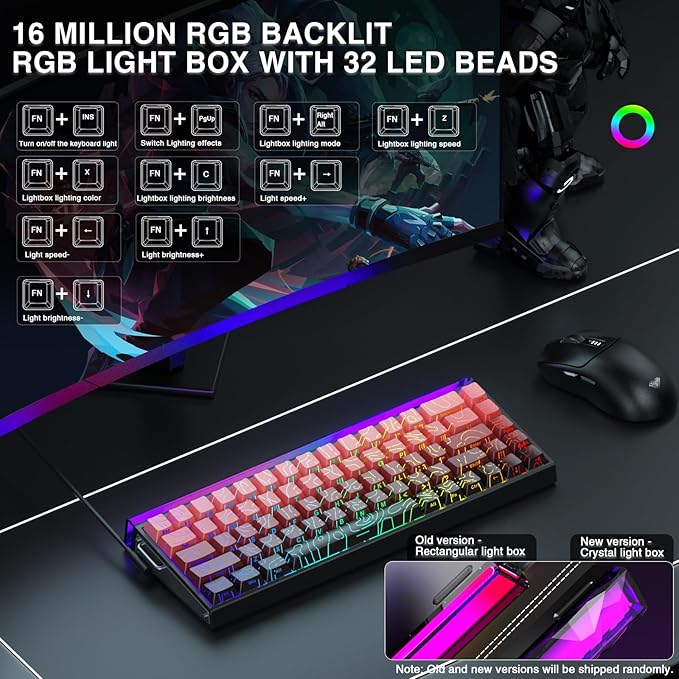 AULA Hero 68 HE 60% Gaming Keyboard Wired, Hall Effect Magnetic Switch Keyboard with 8K Hz Polling Rate, Side Printed PBT Keycaps, RGB Light Box, Customizable Web Software for PC/Mac Gamers