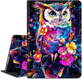 for Amazon Kindle Fire HD 8 & HD 8 Plus(12th/10th Generation, 2024/2022/2020 Release) 8" Tablet Case, Slim Kickstand Stand Leather Smart Cover with Auto Wake/Sleep, Flower Owl