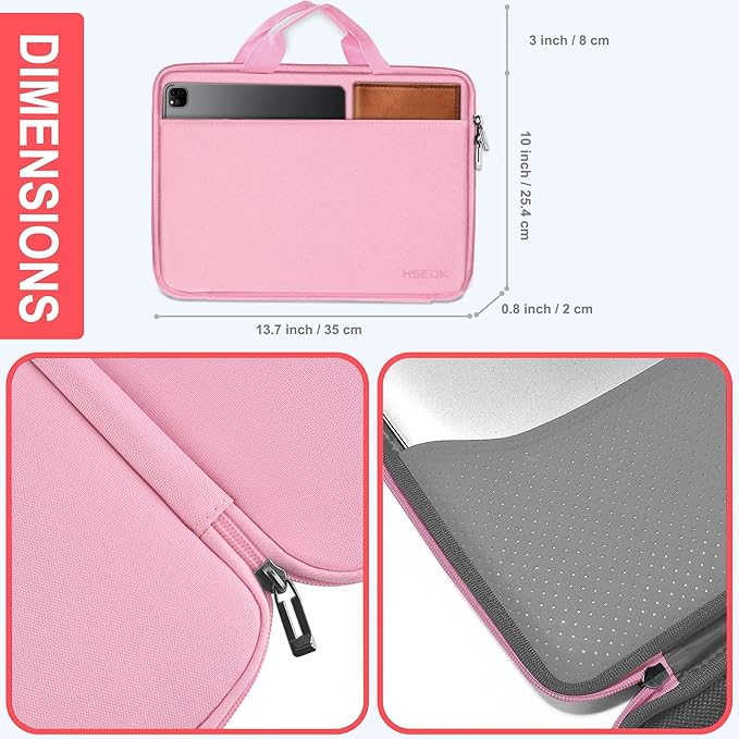 Hseok 13 14 inch Laptop Case Sleeve with Small Case,TSA Computer Handbag Compatible with MacBook Neo/Pro 14 M5/M4/M3/M2/M1,All Models 13.3" MacBook Air/Pro,XPS 13/14,Most 13-14 Notebooks,Pink