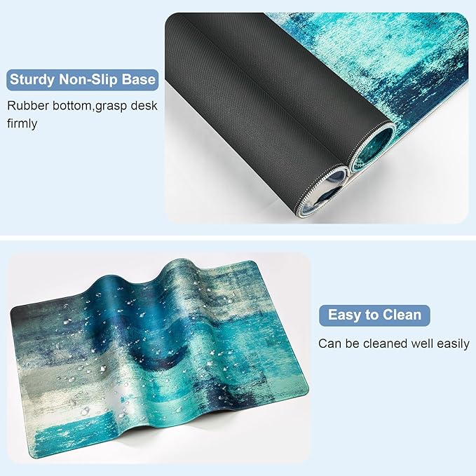 Large Gaming Mouse Pad with Coaster, Desk Matt for Desktop, Desk Pad, Mouse Pads Mat, Stitched Edges Big Extended Mousepad for Computer Keyboard Laptop Office Decor, 31.5'' x15.6''-Abstract Colors