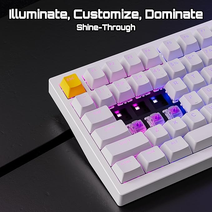 LEMOKEY P1 HE 75% Wireless Custom Mechanical Gaming Keyboard with Gateron Double-Rail Magnetic Switches Knob Version, QMK 2.4 GHz Bluetooth 5.2 RGB Backlight Compatible with Mac Windows Linux - White