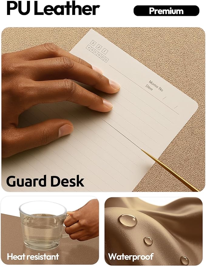 YSAGi Leather Desk Pad Protector, Office Desk Mat, Large Mouse Pad, Non-Slip PU Leather Desk Blotter, Laptop Desk Pad, Waterproof Desk Writing Pad for Office and Home (Bronze, 47" x 17")