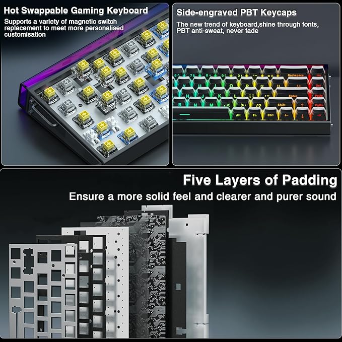 AULA Hero 68 HE 60% Gaming Keyboard Wired, Hall Effect Magnetic Switch Keyboard with 8K Hz Polling Rate, Side Printed PBT Keycaps, RGB Backlit Light Box, Customizable Web Software for PC/Mac Gamers