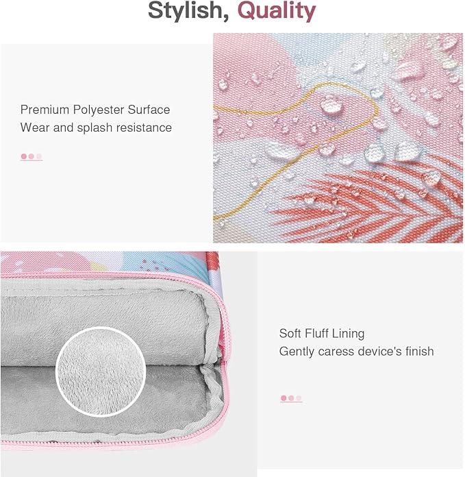 MoKo Padded Ereader Sleeve Case for 6-7 inch Tablet Bag, Compatible with 7" E-Reader Device, 6" Kobo Clara BW/Colour, 6" Nook Glowlight 4, Tropical Leaf